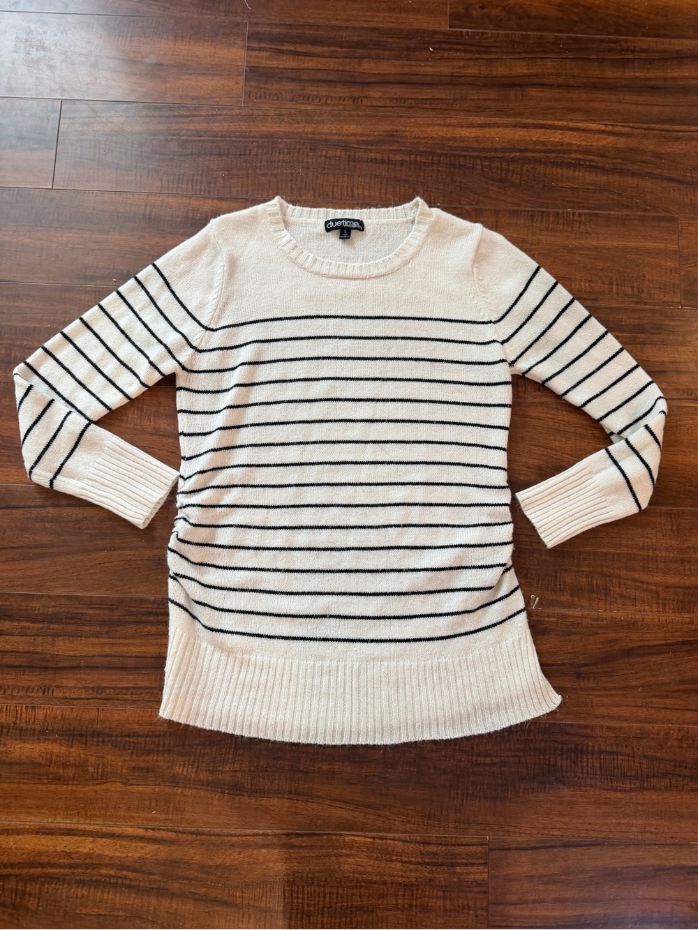 Cream Sweater with Black Stripes